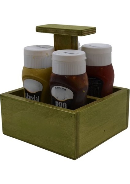 Ahşap Yeşil Sos Kutusu (16X16X7CM) Şık ve Fonksiyonel Tasarım