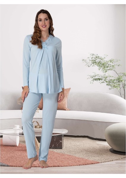 Dvina Lohusa Pijama Takımı Mavi - 9056