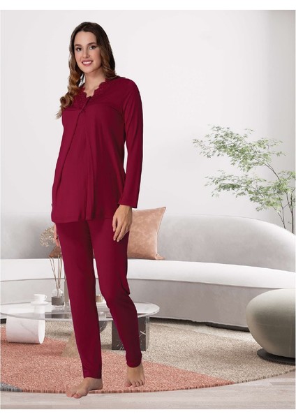 Dvina Lohusa Pijama Takımı Kırmızı - 9056