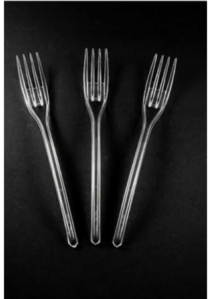 Tatlı & Pasta & Parti & Kutlama Lüx Şeffaf Plastik Çatal 100'LÜ Paket