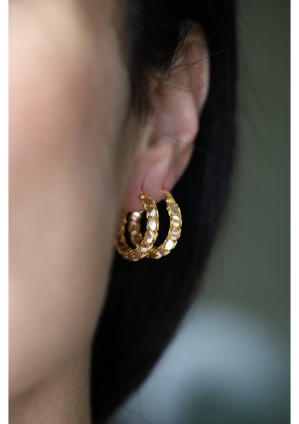 14 Ayar Altın Pullu Halka Küpe