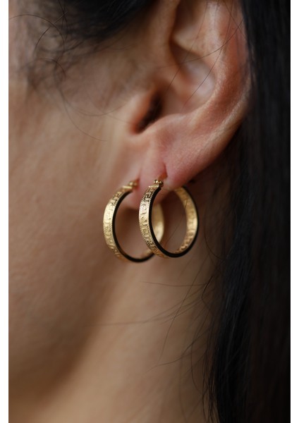 14 Ayar Altın Greek Desenli Halka Küpe fiyatları