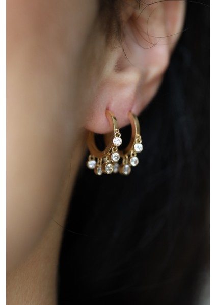 14 Ayar Altın Beştaş Sallantılı Halka Küpe fiyatları