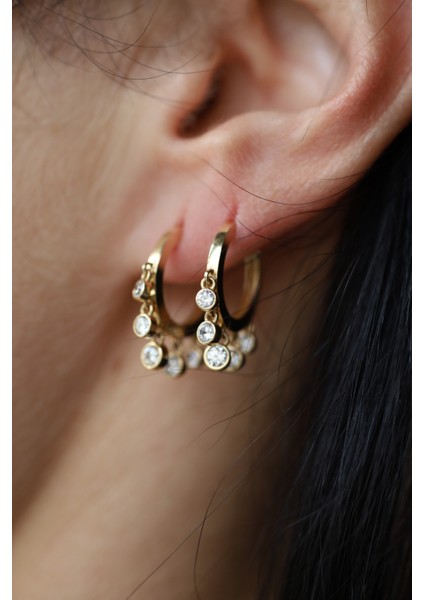 14 Ayar Altın Beştaş Sallantılı Halka Küpe fırsatları