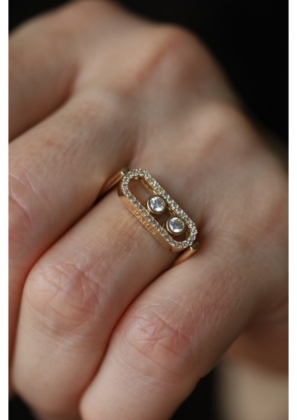 14 Ayar Altın Çift Taraflı Taş Detaylı Tasarım Yüzük fiyatları