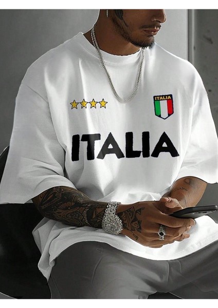 Italya Gögüs Tasarım Baskılı Özel Unisex Tshirt