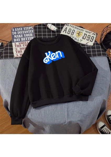 Baskılı Unisex Kışlık Sweatshirt 2'li Combin Siyah ve Beyaz modelleri
