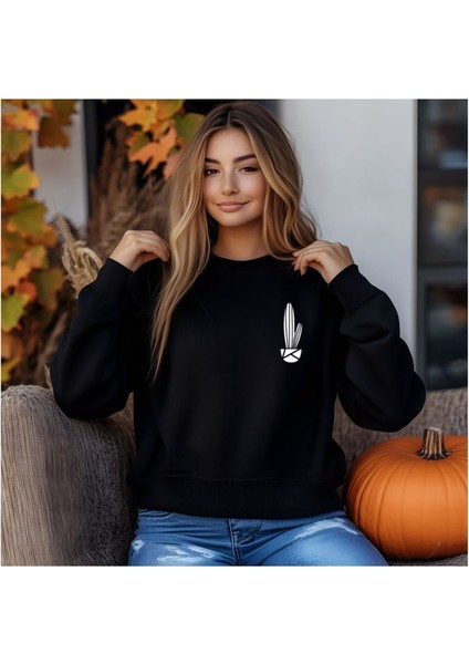 Sweatshirt Kaktüs Baskılı Sevgili Combin Pamuklu Kalın ve Yumuşak Ürün Içi Şardonlu 2 'li Set Takım fiyatları