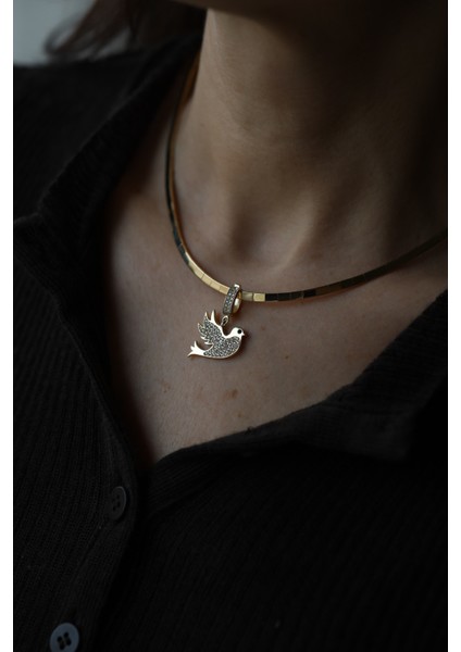 14 Ayar Altın Taşlı Kuş Charm Kolye Ucu fiyatları