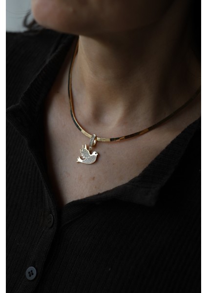 14 Ayar Altın Taşlı Kuş Charm Kolye Ucu fırsatları