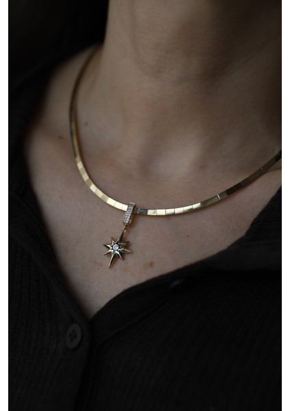 14 Ayar Altın Kuzey Yıldızı Charm Kolye Ucu