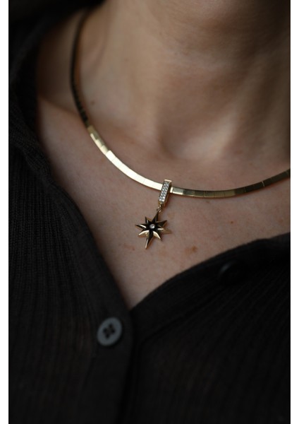 14 Ayar Altın Kuzey Yıldızı Charm Kolye Ucu modelleri