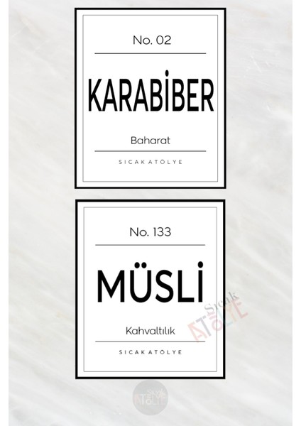Baharat - Bakliyat - Kuruyemiş Kavanoz Etiketi Suya Dayanıklı Modern Minimal Sticker fırsatları