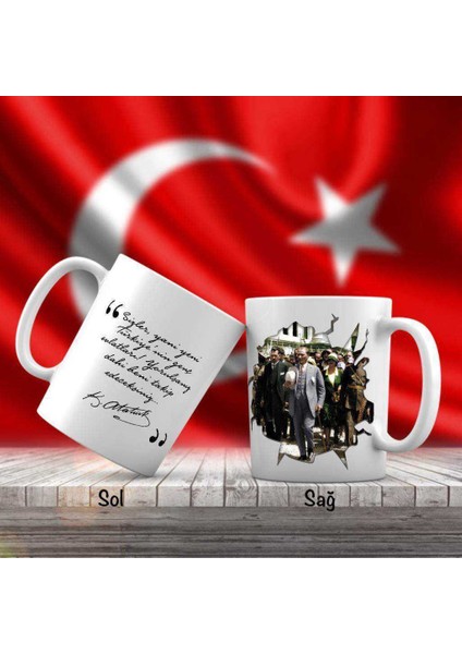 Asil Hediyelik Yürüyen Takım Elbiseli Gazi Mustafa Kemal Atatürk - Unutulmayan Sözleri -Kupa Bardak