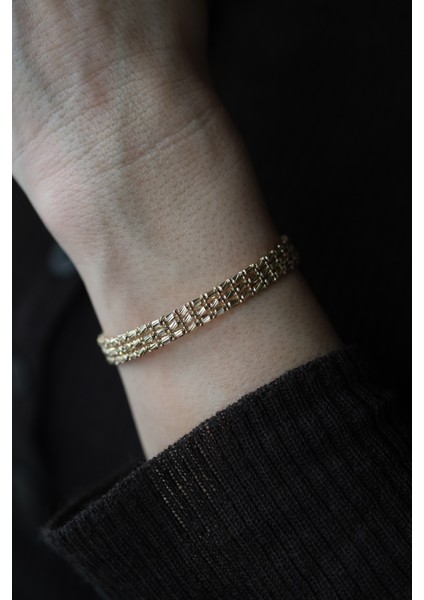 14 Ayar Altın Üç Sıralı Silindir Dorika Kelepçe fiyatları