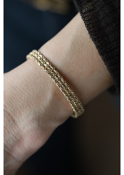 14 Ayar Altın Üç Sıralı Silindir Dorika Kelepçe modelleri