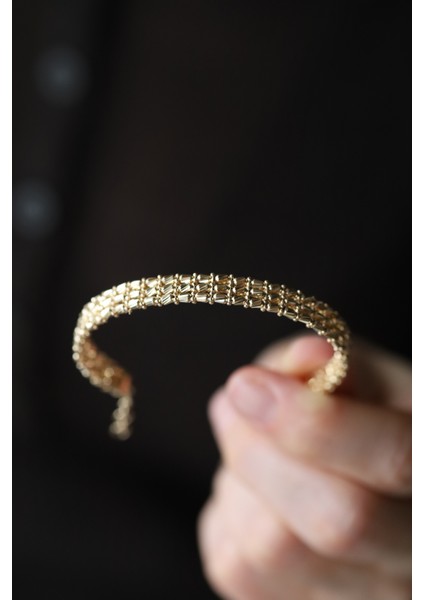 14 Ayar Altın Üç Sıralı Silindir Dorika Kelepçe fırsatları