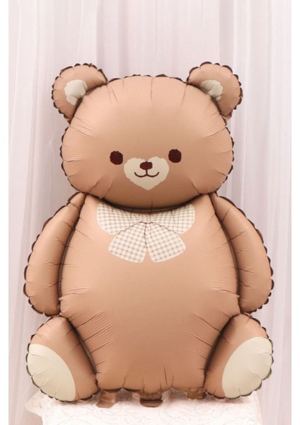 1 Yaş Doğum Günü Karamel Papyonlu Ayı ve 3 Retro Kalp Balonlu Balon Seti modelleri