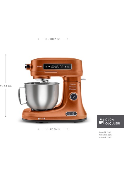 Pro Artisan Zaman Ayarlı Tartılı Mutfak Şefi Sunburnt Glow 1600W 5 Litre modelleri