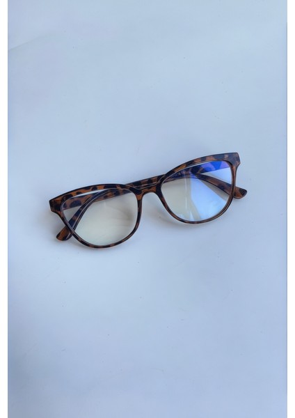 Cat Eye Leopar Desenli Mavi Işık Korumalı Gözlük