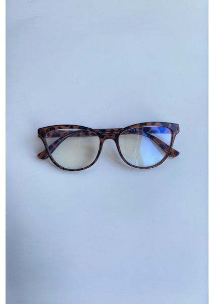 Cat Eye Leopar Desenli Mavi Işık Korumalı Gözlük
