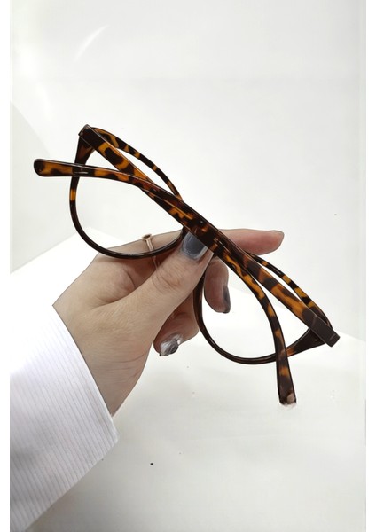 Cat Eye Leopar Desenli Mavi Işık Korumalı Gözlük