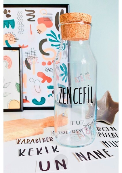 Baharat - Bakliyat - Kuruyemiş Kavanoz Etiketi Suya Dayanıklı Modern Minimal Sticker - Şeffaf Etiket fırsatları