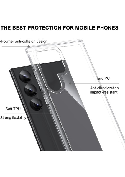 Samsung Galaxy S25 Ultra Uyumlu Kılıf Kamera Koruyuculu Sert Şeffaf Kaymaz Kapak fiyatları