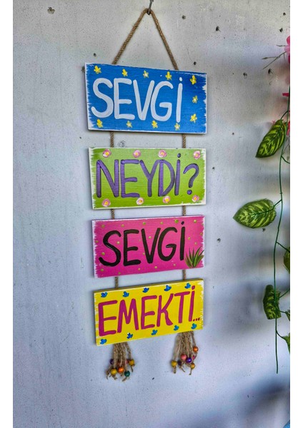 4 Lu Halatlı Ahşap Pano Set,hediyelik ,elemegi Tasarimlar,bahçe Balkonlar Için Duvar Dekoru