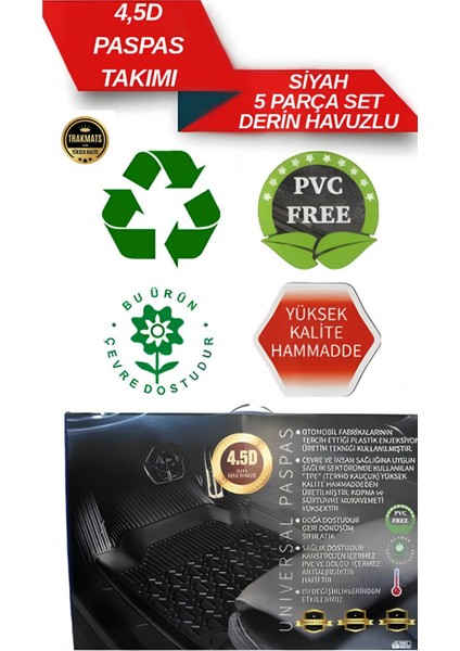 4,5d Universal Kesilebilir Antrasit Siyah Oto Paspas - Tüm Araçlara Uyumlu, Su Geçirmez ve Dayanıklı, Tpe (Termo Kauçuk) fırsatları