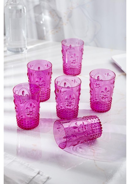 Akrilik Pembe 6'lı Kısa Bardak & Su Meşrubat Kahve Yanı Bardağı 400 ml ( Cam Değildir ) fiyatları