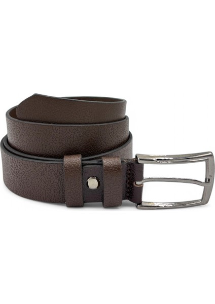 Manda Derisi Erkek Kemer - 3.5 cm Genişlik, Siyah/kahverengi