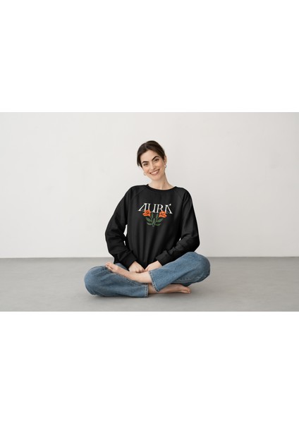 Mutomu 3 Iplik Siyah Oversize Kadın Sweatshirt
