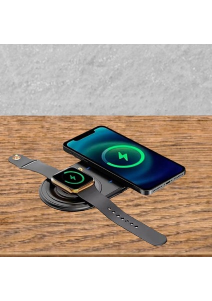 Buffer® 2si 1ARADA Kablosuz Saat,kulaklık ve Telefon Hızlı Şarj Etme Aparatı