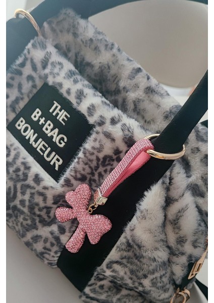 Zirkon Taşlı Kelebek Model Pembe Anahtarlık ve Çanta Aksesuarı
