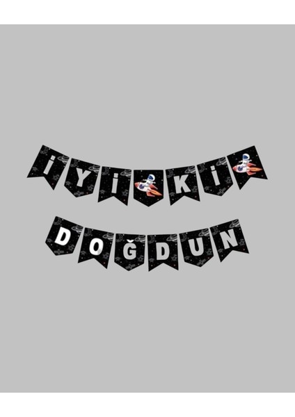 Uzay Temalı Iyi Ki Doğdun Yazılı Banner - Doğum Günü Parti Seti Malzemeleri
