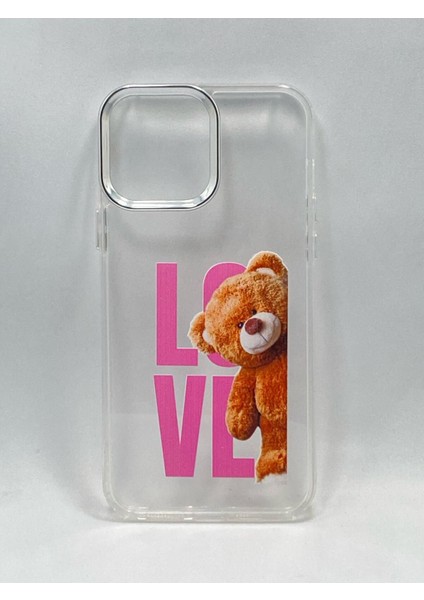 Apple iPhone 14 Pro Özel Love Ayıcık Baskılı Lüks Silikon Kılıf