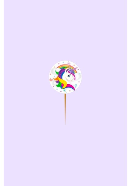 Unicorn Temalı Baskılı Kürdan 20 Adet - Doğum Günü Parti Seti Malzemeleri
