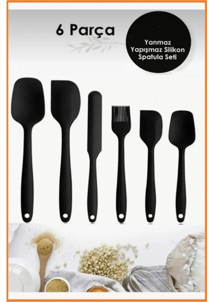 6 Adet Isıya Dayanıklı Yanmaz Yapışmaz Silikon Spatula Seti 6' Lı Silikon Spatula Seti