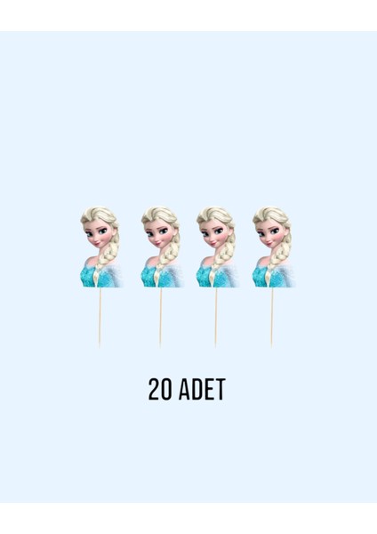 Elsa Frozen Temalı Baskılı 20LI Kürdan - Doğum Günü Parti Seti Malzemeleri