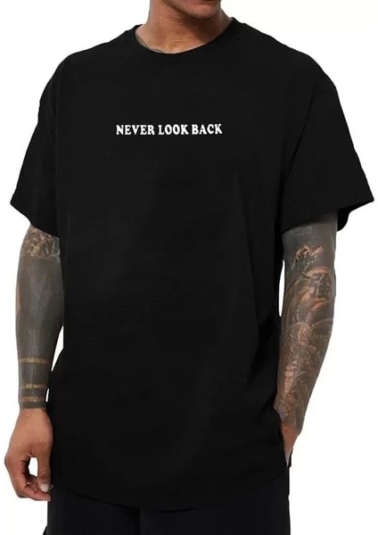 Erkek Bisiklet Yaka Kısa Kol Baskılı T-Shirt - Siyah