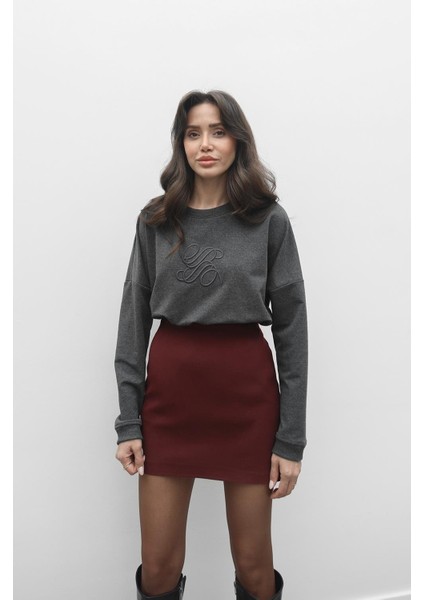 Bordo Caroll Basic Mini Etek