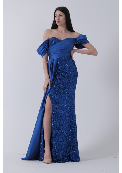 Saks Pul Payet Detaylı Yırtmaçlı Abiye 9705321.26