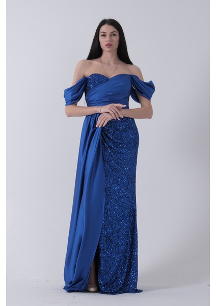 Saks Pul Payet Detaylı Yırtmaçlı Abiye 9705321.26