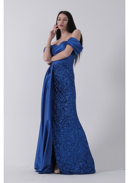 Saks Pul Payet Detaylı Yırtmaçlı Abiye 9705321.26