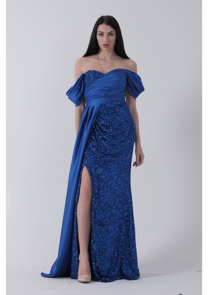 Saks Pul Payet Detaylı Yırtmaçlı Abiye 9705321.26
