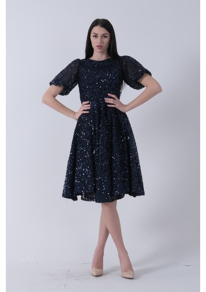 Lacivert Pul Payetli Midi Boy Kısakol Abiye 6502498.02 fiyatları