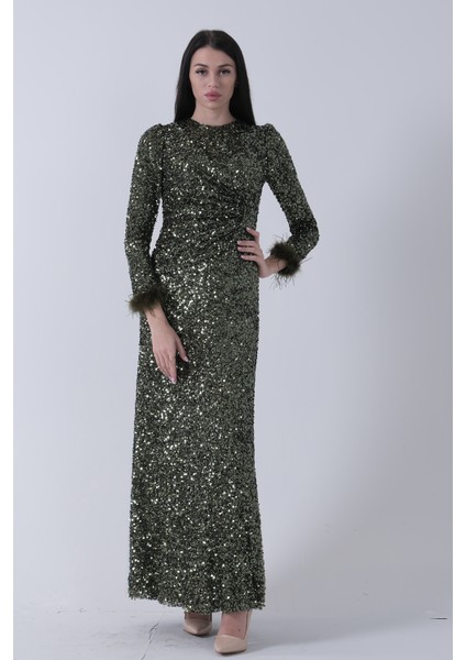 Zümrüt Bilek Ucu Tüylü Pul Payetli Tesettür Abiye 6502496.123 fırsatları