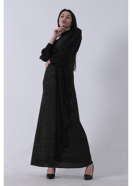 Gold Bisiklet Yaka Beli Taş Detaylı Tesettür Abiye 08061281.122 fiyatları