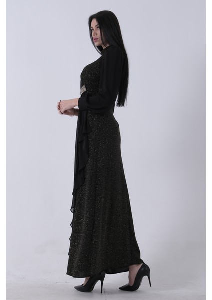 Gold Bisiklet Yaka Beli Taş Detaylı Tesettür Abiye 08061281.122 fırsatları